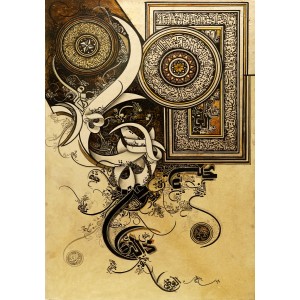 Bin Qalander, 36 x 24 Inch, Oil on Canvas,Calligraphy Painting, AC-BIQ-061